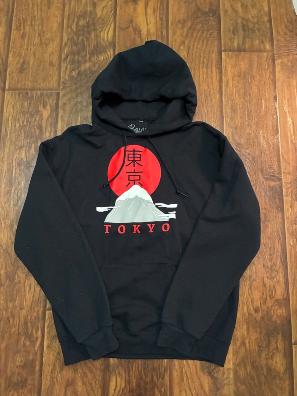 Tokyo Sun Graphic Pullover Hoodie - Black